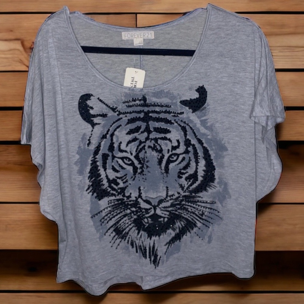 Grey tiger printed shirt (cross posted) FREE GIFT WITH PURCHASE